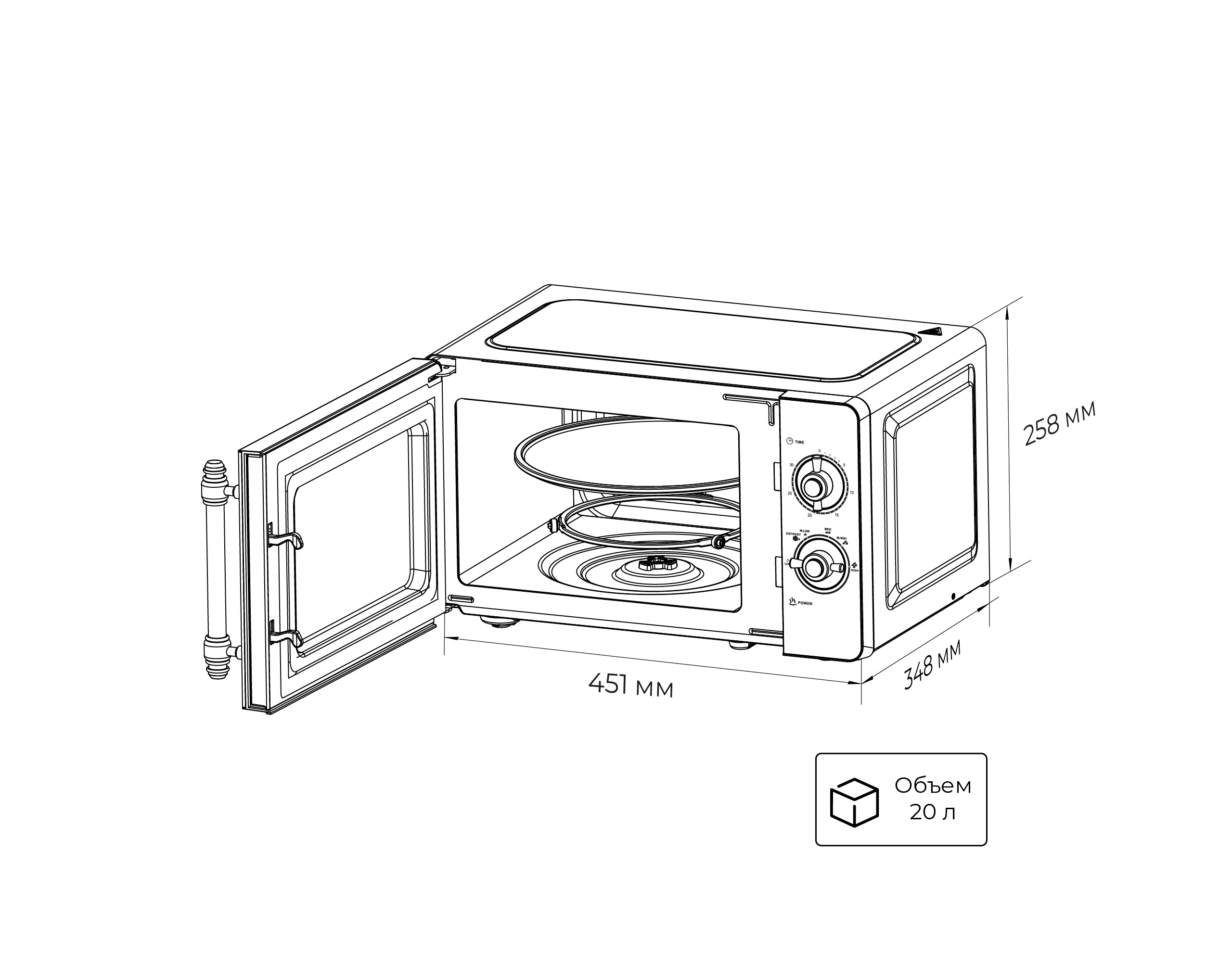 картинка Микроволновая печь Lex FSMO M.02 BL черный 