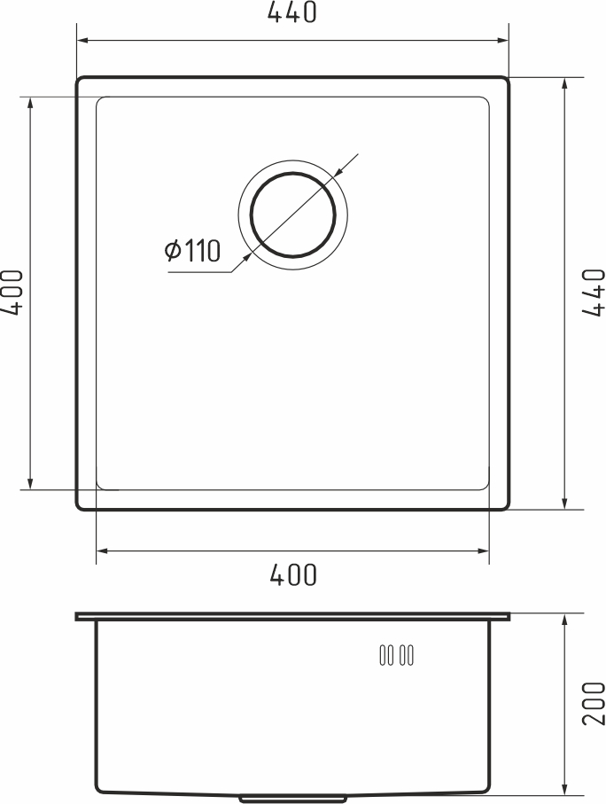 картинка Мойка для кухни Rivelato Rinox 4444 UN  картинка Мойка для кухни Rivelato Rinox 4444 UN