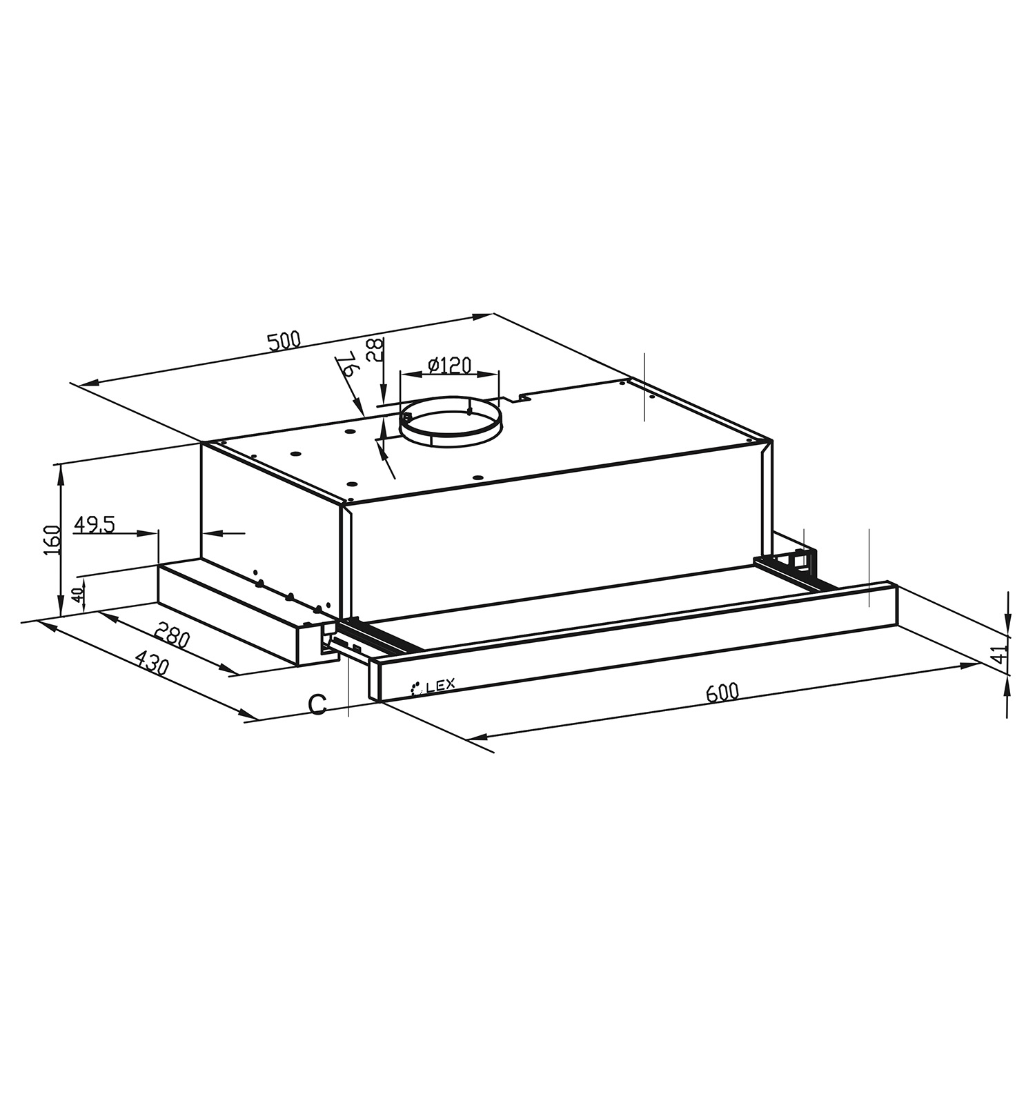 картинка Кухонная вытяжка Lex HIDE G 600 GREY 