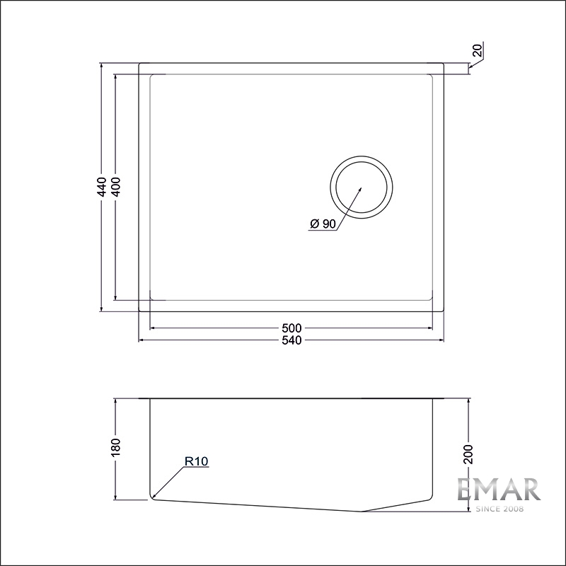 картинка Кухонная мойка Emar EMB-540(UN) PVD Nano Satin 