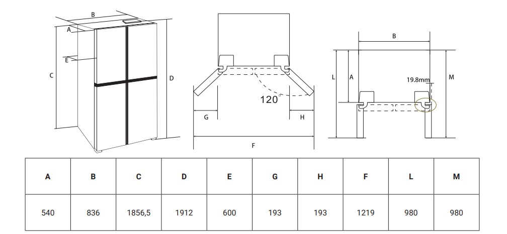 картинка Полувстраиваемый холодильник Hiberg RFQ-600DX NFGY inverter бежевый 