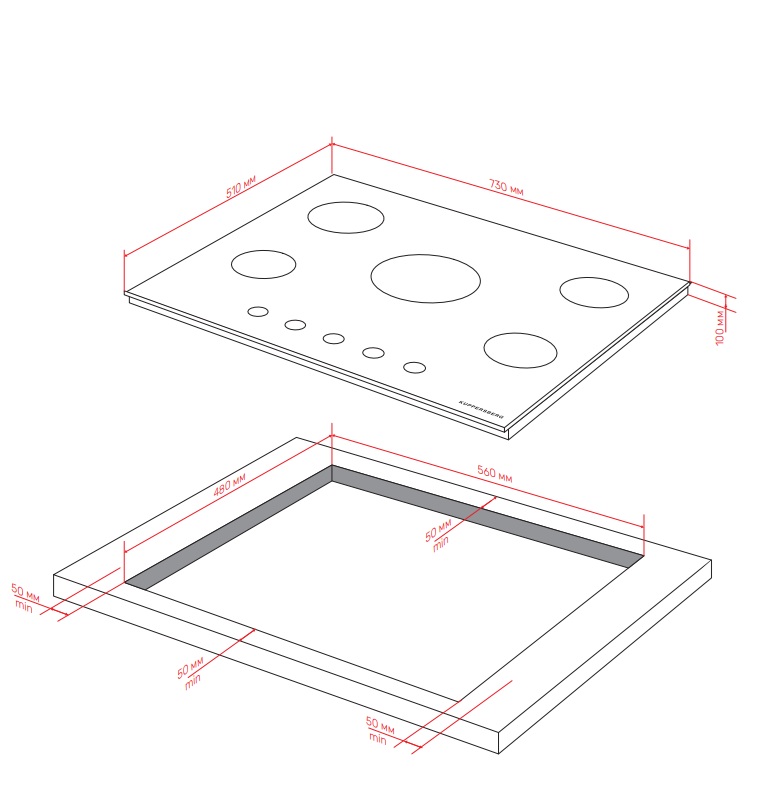 картинка Газовая варочная панель Kuppersberg TG 72 B 