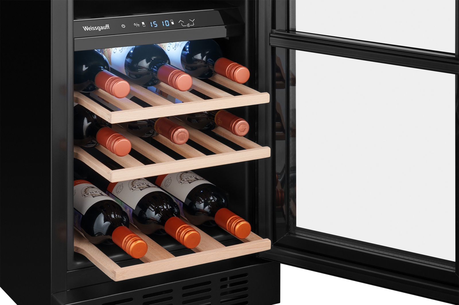 картинка Встраиваемый винный шкаф Weissgauff WWCI-26 DB DualZone 
