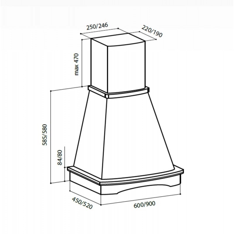 картинка Кухонная вытяжка Lex ASTORIA 900 WHITE 