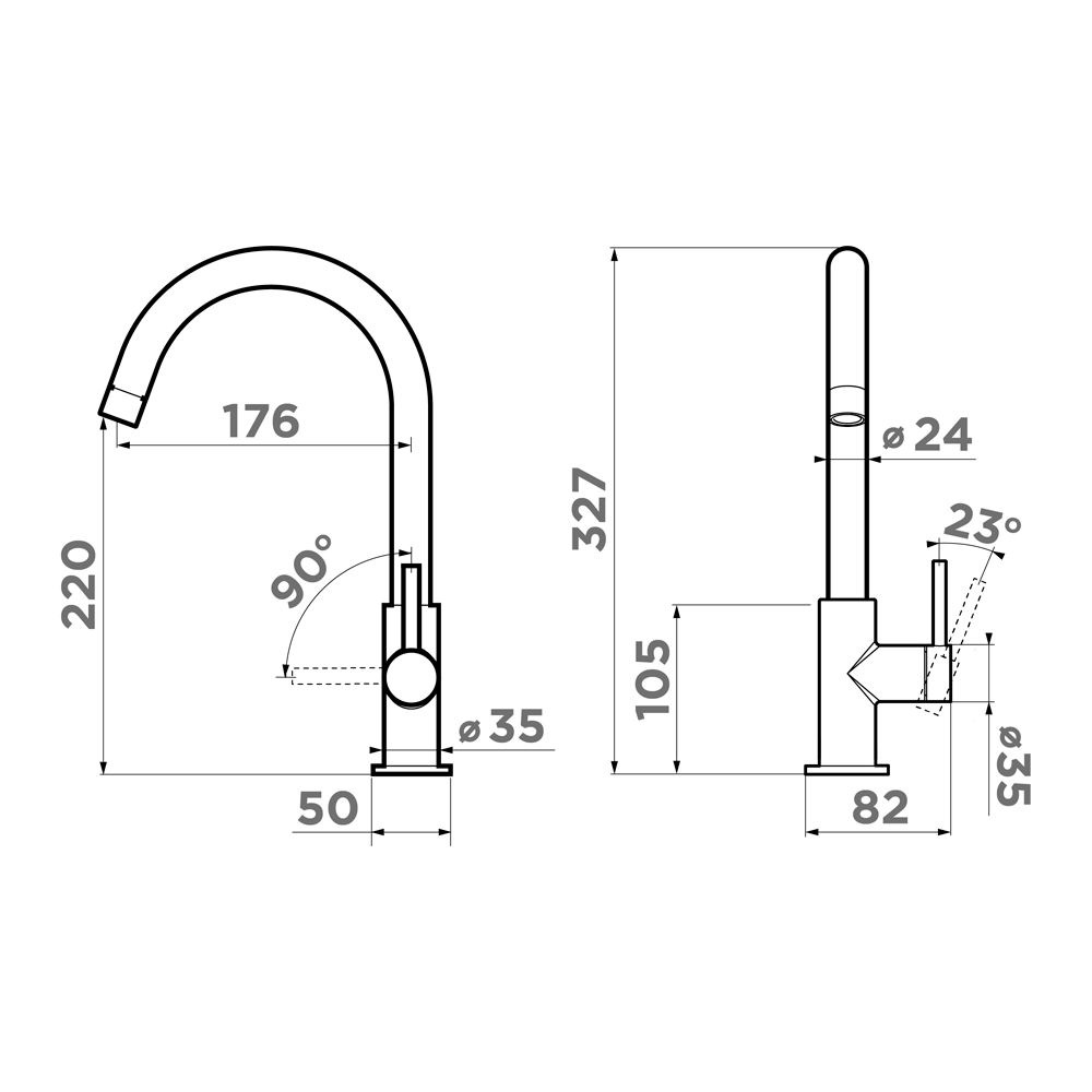 картинка Смеситель Omoikiri SHINAGAWA SLIM BN нержавеющая сталь 
