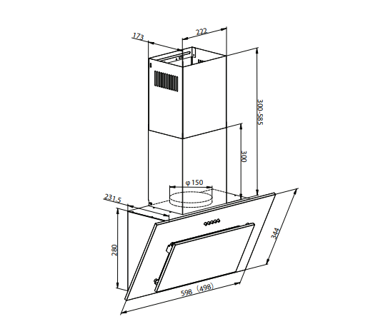 картинка Кухонная вытяжка Weissgauff Yota 500 PB BL 