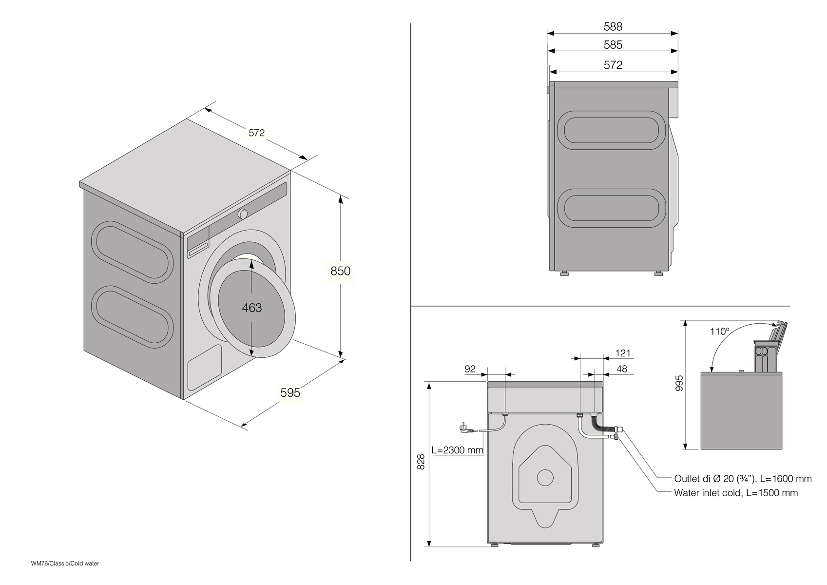 картинка Стиральная машина с паром Asko W1094W белый 