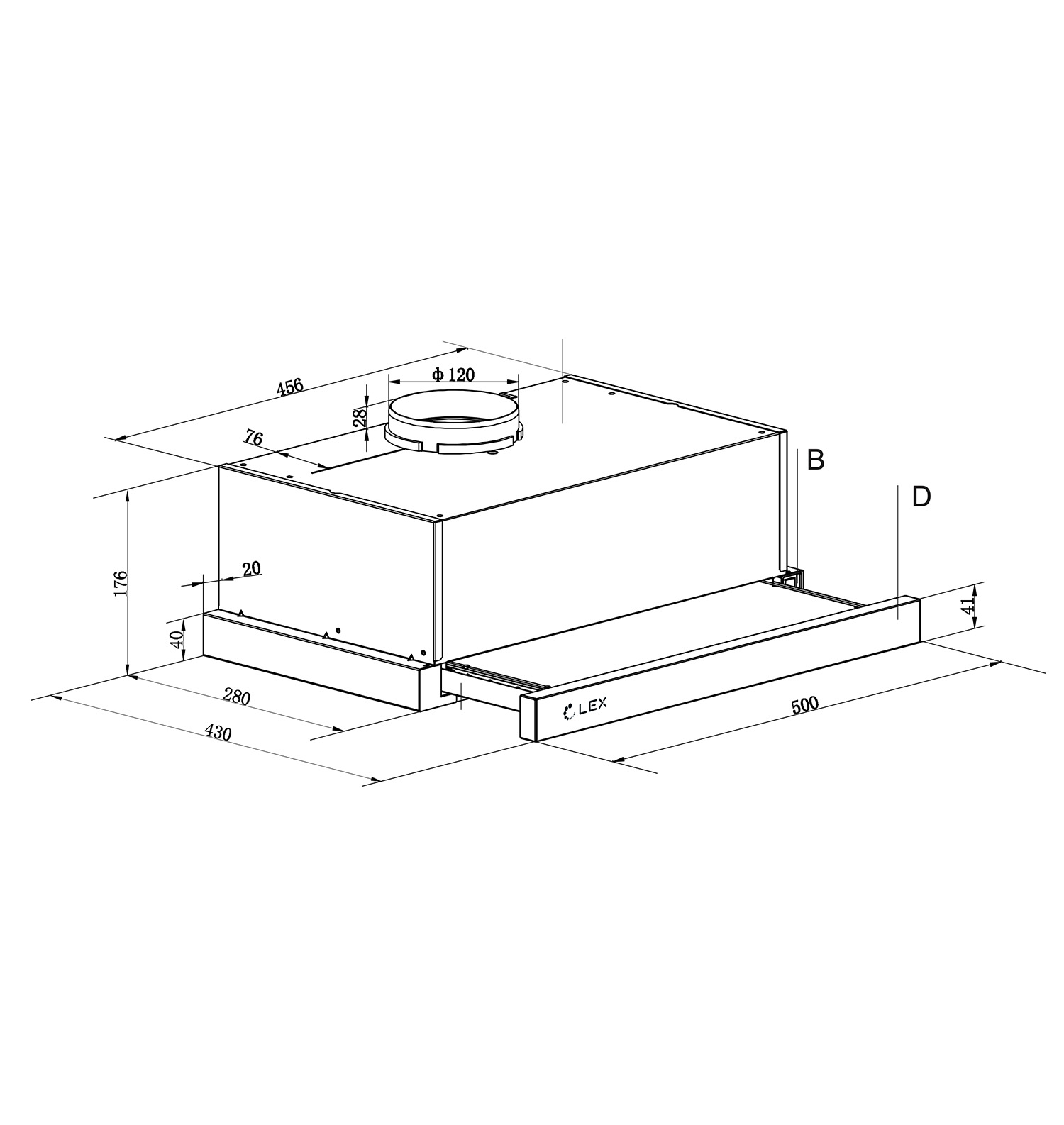 картинка Кухонная вытяжка Lex HOGAN 500 INOX 