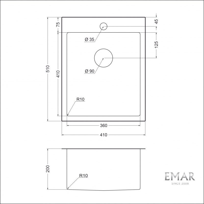 картинка Мойка для кухни Emar EMB-128A PVD Nano Satine 