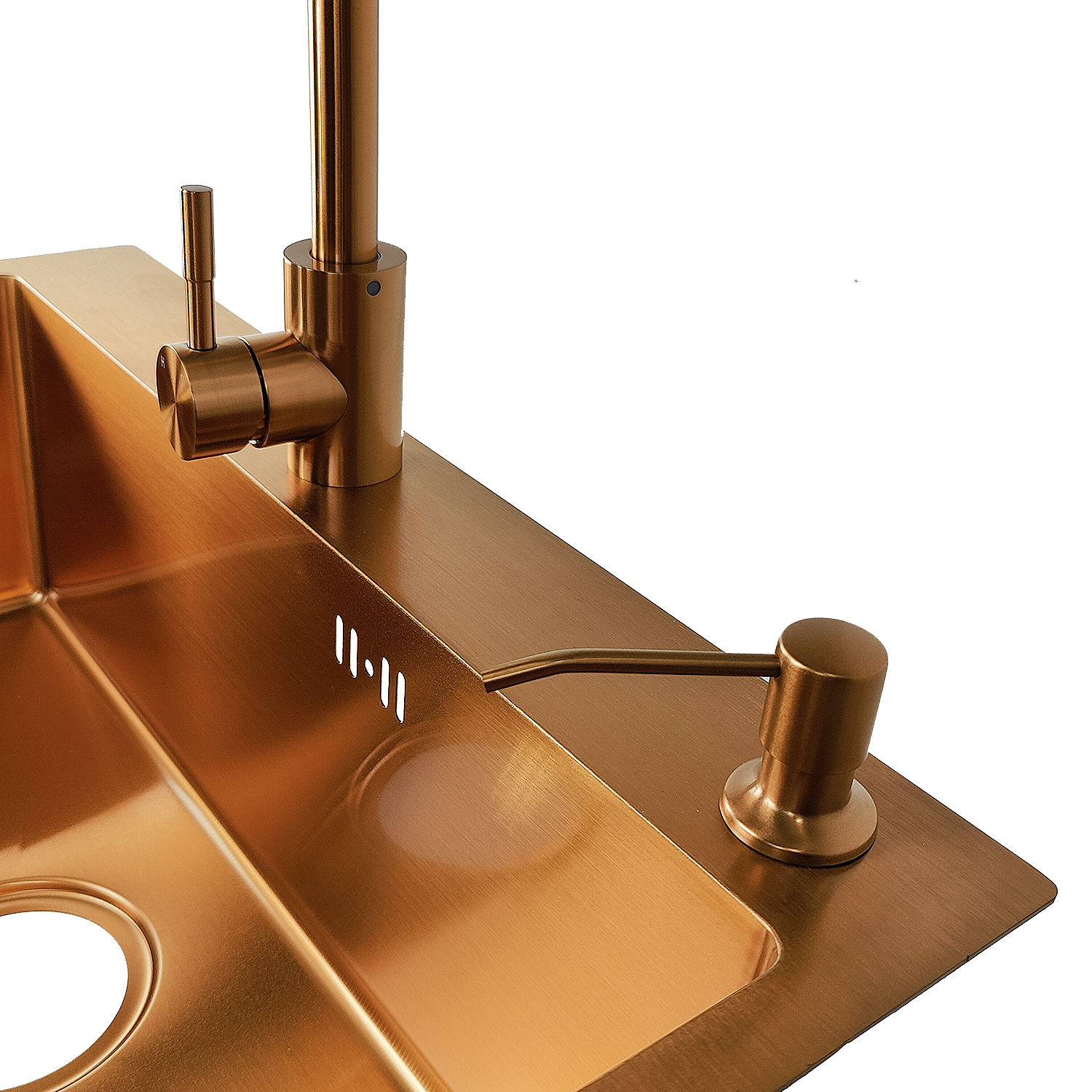 картинка Комплект Emar PVD COPPERY (мойка, смеситель, дозатор) 