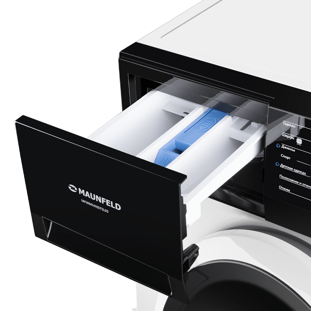 картинка Стиральная машина с паром Maunfeld MFWM1410STWH03  картинка Стиральная машина с паром Maunfeld MFWM1410STWH03