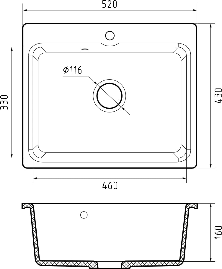 картинка Мойка для кухни Granfest-Smart SM520 черный 