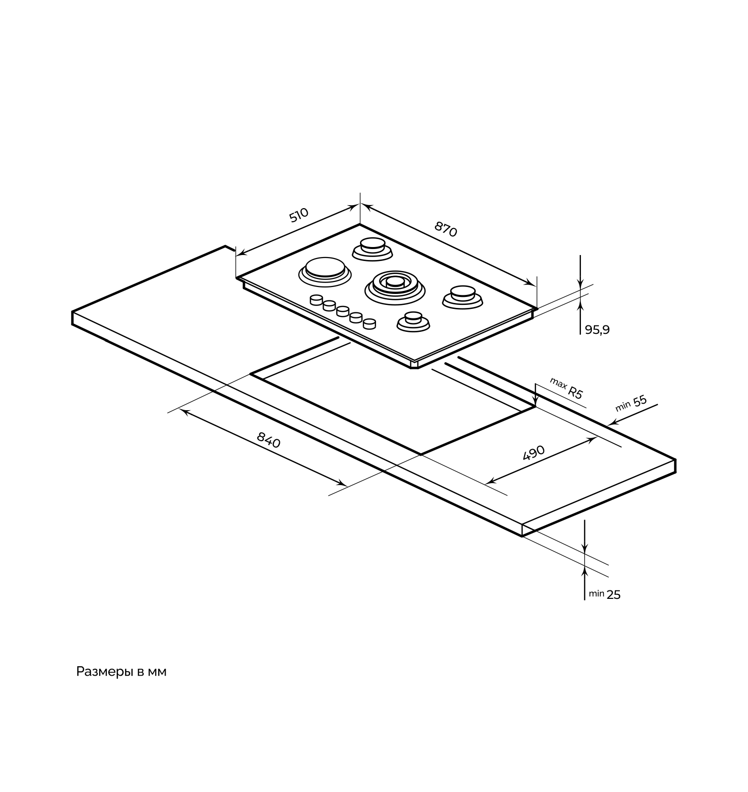 картинка Газовая варочная панель MILLEN MGH 901 BL 