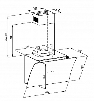 картинка Кухонная вытяжка наклонная Weissgauff Merga 60 BL Sensor 