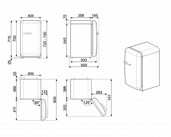 картинка Отдельностоящий мини-бар Smeg FAB5RRD5 