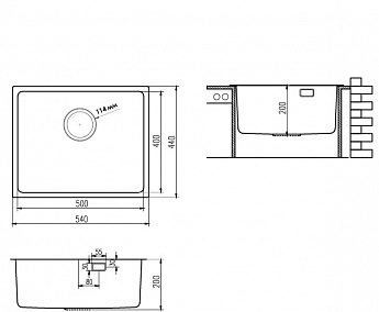картинка Мойка для кухни Ukinox ЛОФТ LOB500.400 -GT10P 