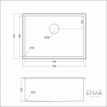 картинка Мойка для кухни Emar EMB-132 PVD Nano Satine  картинка Мойка для кухни Emar EMB-132 PVD Nano Satine
