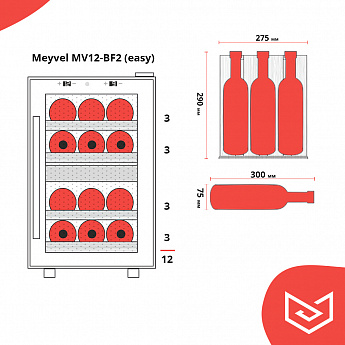 картинка Отдельностоящий винный шкаф Meyvel MV12-BF2 (easy)  картинка Отдельностоящий винный шкаф Meyvel MV12-BF2 (easy)