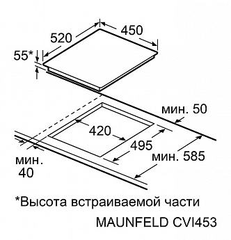 картинка Индукционная варочная панель Maunfeld CVI453STBKC  картинка Индукционная варочная панель Maunfeld CVI453STBKC
