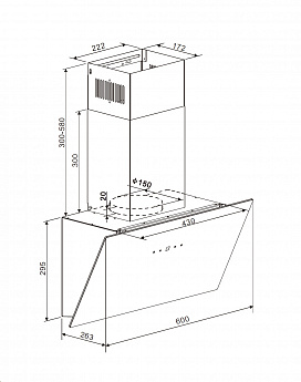 картинка Кухонная вытяжка Weissgauff Zibal 60 BL Sensor 