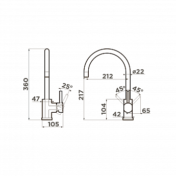 картинка Смеситель Omoikiri WAKAYAMA-BN нержавеющая сталь 