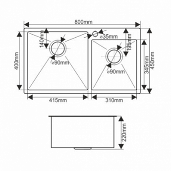 картинка Мойка для кухни Melana S8045HB PROFLINE графит  картинка Мойка для кухни Melana S8045HB PROFLINE графит