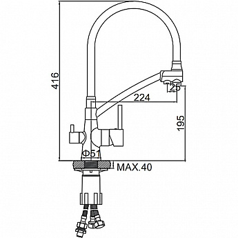 картинка Смеситель Ledeme L4855U-12 гибкий излив графит 
