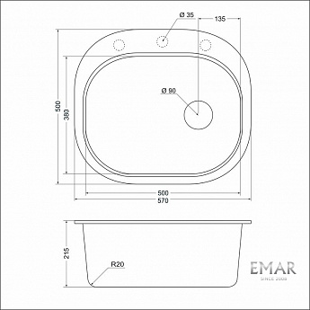 картинка Мойка для кухни Emar EMQ-1570.C 