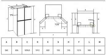 картинка Полувстраиваемый холодильник Hiberg RFQ-600DX NFYM INVERTER бежевый 