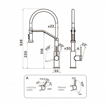 картинка Смеситель Omoikiri MAKKARI 2 PLUS-SB-C-BL 
