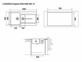 картинка Мойка Longran ENIGMA ENG1000.500 15 