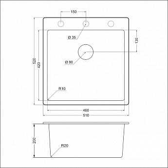 картинка Мойка для кухни Emar EMQ-1510.Q  картинка Мойка для кухни Emar EMQ-1510.Q