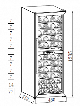 картинка Полувстраиваемый винный шкаф Weissgauff WWC-77 DB DualZone 