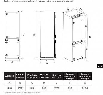 картинка Встраиваемый холодильник Midea MDRE367FGE01  картинка Встраиваемый холодильник Midea MDRE367FGE01