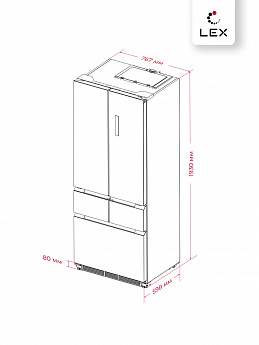 картинка |Discount| Полувстраиваемый холодильник Lex LFD424STGIDBI каменно-серая стеклянная дверца 