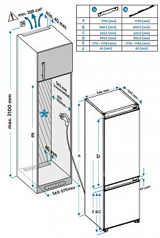 картинка Встраиваемый холодильник Weissgauff WRKI 178 V NoFrost 