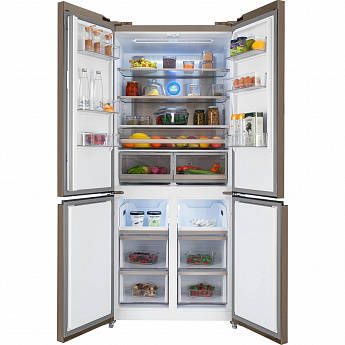 картинка Полувстраиваемый холодильник Hiberg RFQ-600DX NFGY inverter бежевый 