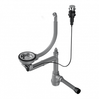 картинка Арматура с клапаном-автоматом для одночашевых моек с круглым переливом WK-1-R-A 