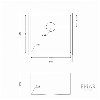 картинка Мойка для кухни Emar EMB-131 PVD Nano Coppery  картинка Мойка для кухни Emar EMB-131 PVD Nano Coppery