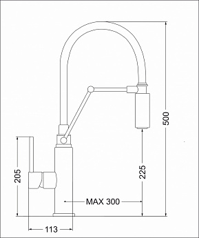 картинка Смеситель Emar ЕСВ 7012 BLACK вытяжной излив 