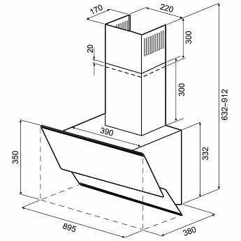 картинка Кухонная вытяжка наклонная Krona IRMA A 900 white S 