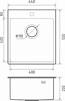 картинка Мойка для кухни Rivelato Rinox 4450 PVD black  картинка Мойка для кухни Rivelato Rinox 4450 PVD black