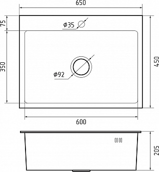 картинка Мойка для кухни Granfest 6545 PVD графит 