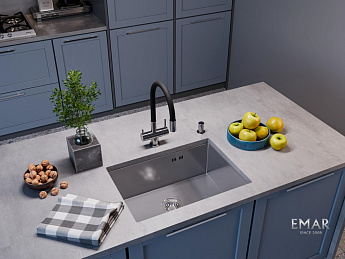 картинка Мойка для кухни Emar EMB-132 PVD Nano Satine  картинка Мойка для кухни Emar EMB-132 PVD Nano Satine