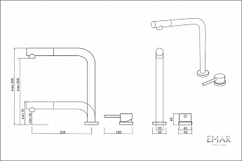 картинка Смеситель Emar ЕС - 7027 PVD Golden 