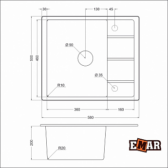 картинка Мойка для кухни Emar EMQ-1580.Q 