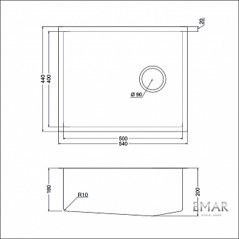картинка Кухонная мойка Emar EMB-540(UN) PVD Nano Satin 