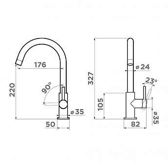 картинка Смеситель Omoikiri SHINAGAWA SLIM BN нержавеющая сталь 