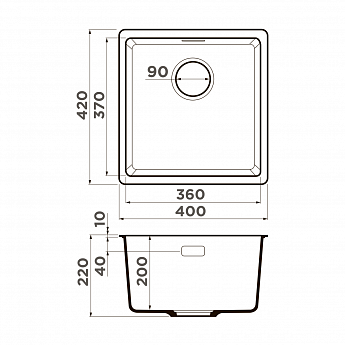 картинка Кухонная мойка Omoikiri KATA-40-U 