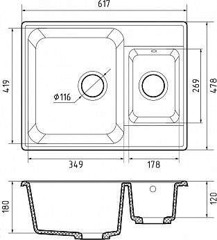 картинка |Discount| Мойка для кухни Granfest-Quarz GF-Z09 белый 